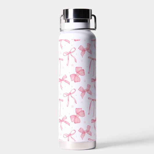 Pink Coquette Bow Custom Name Water Bottle Trinkflasche (Rückseite)