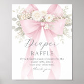 Pink Coquette Bow Diaper raffle Baby shower Poster (Vorne)