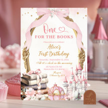 Pink Coquette Bow Fairytale Storybook 1. Geburtsta