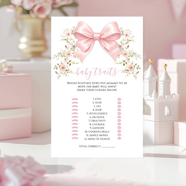 Pink Coquette Bow Floral Baby Traits Shower Games (Von Creator hochgeladen)