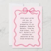 Pink Coquette Bow Frame Graduate Photo Graduation  Ankündigung (Rückseite)