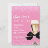Pink Coquette Bow Galentine's Day Party Einladung (Vorderseite)