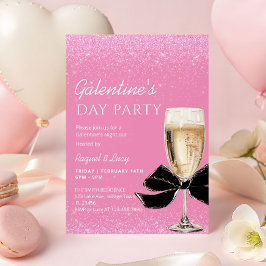 Pink Coquette Bow Galentine's Day Party Einladung
