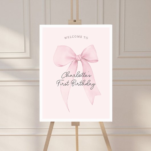 Pink Coquette Bow Geburtstag Begrüßungspult Poster