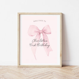 Pink Coquette Bow Geburtstag Begrüßungspult Poster