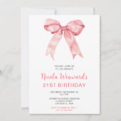 Pink Coquette Bow Geburtstagsparty Einladung (Vorderseite)