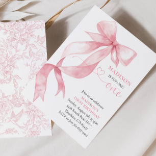 Pink Coquette Bow Geburtstagsparty Einladung