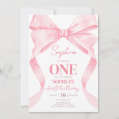 Pink Coquette Bow Geburtstagsparty Einladung (Vorderseite)