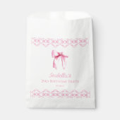 Pink Coquette Bow Geburtstagsparty Geschenktütchen (Vorderseite)