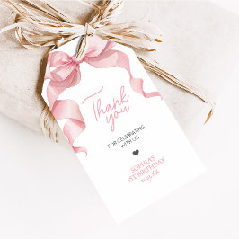 Pink Coquette Bow Geburtstagsparty Liebesmarken Geschenkanhänger