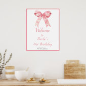 Pink Coquette Bow Geburtstagsparty Poster (Küche)