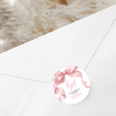 Pink Coquette Bow Geburtstagsparty Runder Aufkleber