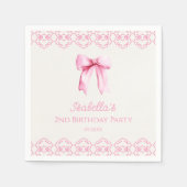 Pink Coquette Bow Geburtstagsparty Serviette (Vorderseite)