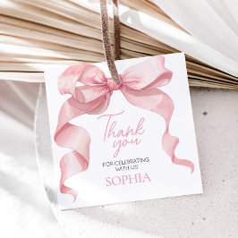 Pink Coquette Bow Geburtstagsparty Square Gefällig Geschenkanhänger
