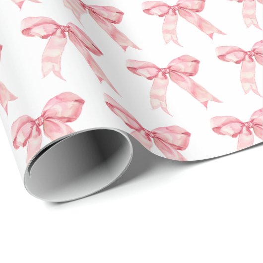 Pink Coquette Bow Geschenkpapier (Rolleneckpunkt)