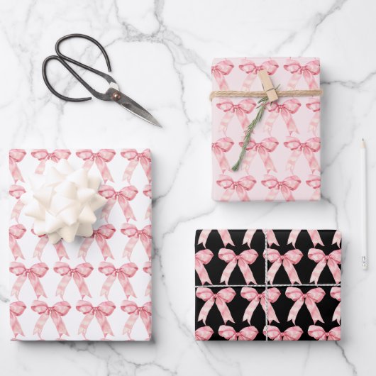 Pink Coquette Bow Geschenkpapier Set (Vorderseite)