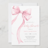 Pink Coquette Bow Gingham Girl Babydusche Einladung (Vorderseite)