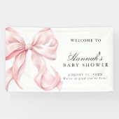 Pink Coquette Bow Girl Baby Shower Welcome Sign Banner (Horizontal)