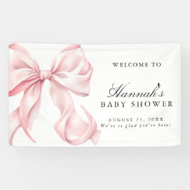 Pink Coquette Bow Girl Baby Shower Welcome Sign Banner