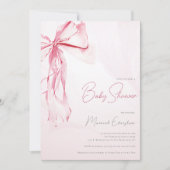 Pink Coquette Bow Girl Babydusche Einladung (Vorderseite)