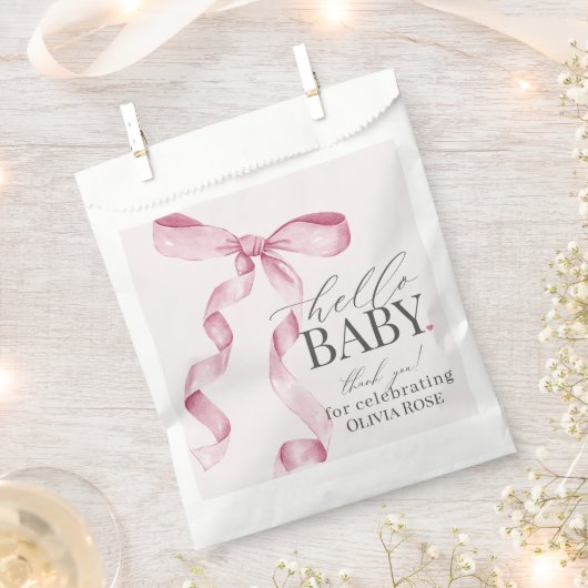 Pink Coquette Bow Girl Babydusche Nachtisch Geschenktütchen (Ausgeschnitten)