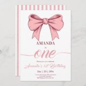 Pink Coquette Bow Girl Geburtstag Einladung (Vorne/Hinten)