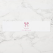 Pink Coquette Bow Girl Geburtstag Wasserflaschenetikett (Einzelnes Label)