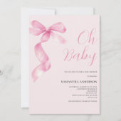 Pink Coquette Bow Girl Oh Baby Dusche Einladung (Vorderseite)