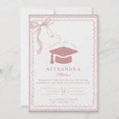 Pink Coquette Bow Graduation Einladung (Vorderseite)