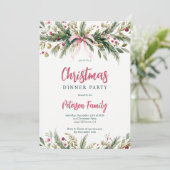 Pink Coquette Bow Grandmillennial Christmas Wreath Einladung (Stehend Vorderseite)