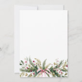 Pink Coquette Bow Grandmillennial Christmas Wreath Einladung (Rückseite)