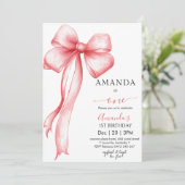 Pink Coquette Bow Mädchen Geburtstag Einladung (Stehend Vorderseite)