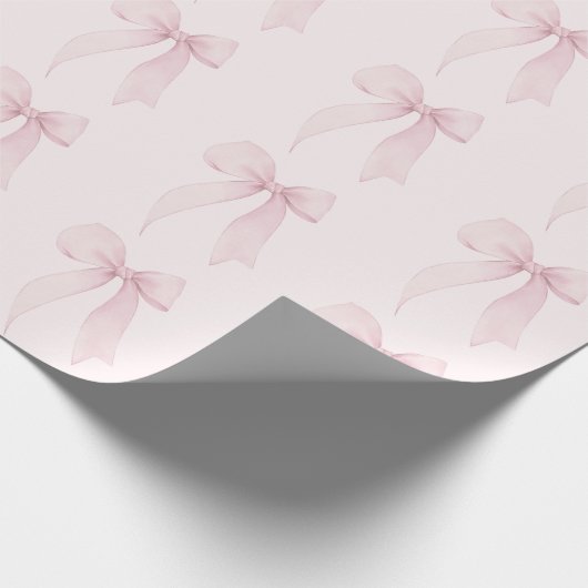 Pink Coquette Bow Muster Geschenkpapier (Ecke)