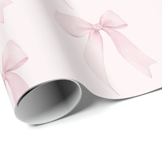 Pink Coquette Bow Muster Geschenkpapier (Rolleneckpunkt)