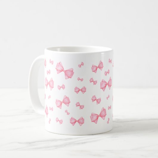 Pink Coquette Bow Muster Kaffeetasse (Vorderseite Links)