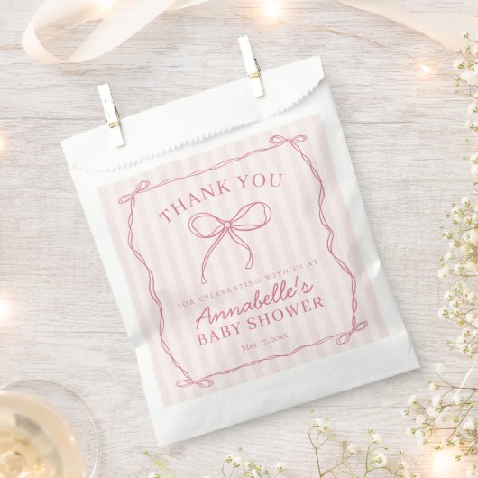 Pink Coquette Bow Pastel Baby Dusche Nachtisch Geschenktütchen (Ausgeschnitten)