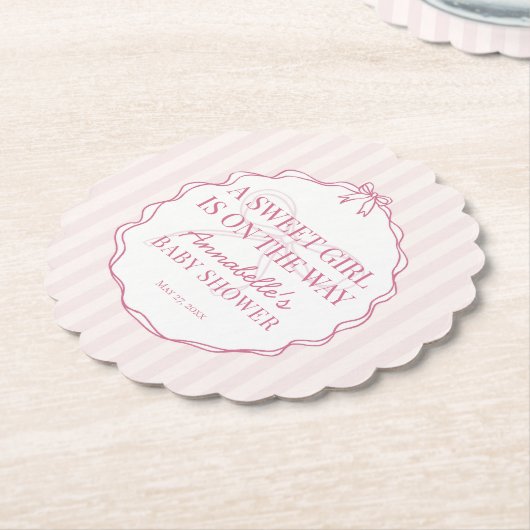 Pink Coquette Bow Pastel Baby Dusche Untersetzer (angewinkelt)