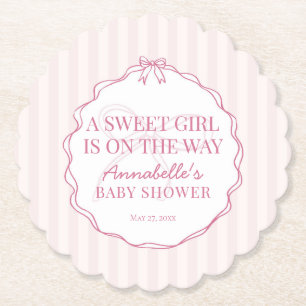 Pink Coquette Bow Pastel Baby Dusche Untersetzer