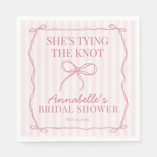 Pink Coquette Bow Pastel Brautparty Dessert Serviette (Vorderseite)