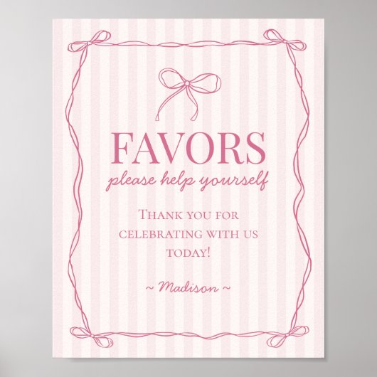 Pink Coquette Bow Pastel Favoriten Zeichen Poster (Vorne)