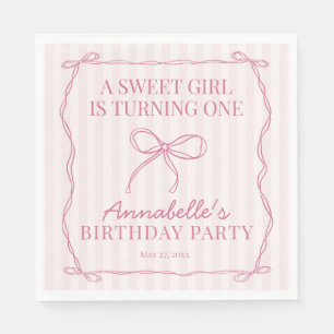 Pink Coquette Bow Pastel Geburtstagsparty Dessert Serviette