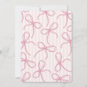 Pink Coquette Bow Pastel Geburtstagsparty Einladung (Rückseite)