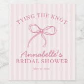 Pink Coquette Bow Pastell Brautparty Gefallen Weinetikett (Einzelnes Label)