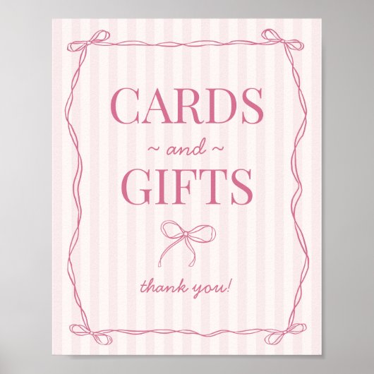 Pink Coquette Bow Pastellkarten und Geschenke Unte Poster (Vorne)