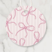 Pink Coquette Bow Pastellstreifen Babydusche Geschenkanhänger (Rückseite)