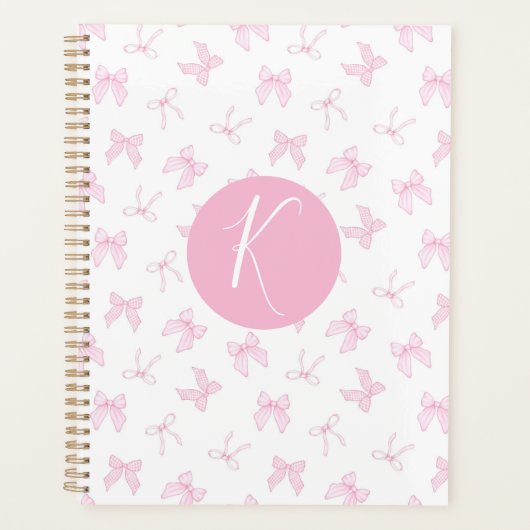Pink Coquette Bow Personalize Planer (Vorderseite)
