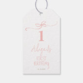 Pink Coquette Bow Peter das Kaninchen 1. Geburtsta Geschenkanhänger (Rückseite)