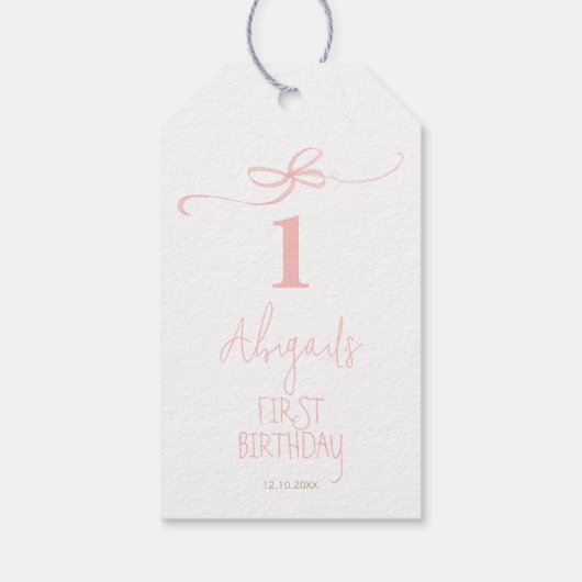 Pink Coquette Bow Peter das Kaninchen 1. Geburtsta Geschenkanhänger (Rückseite)