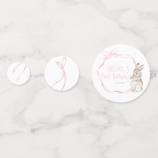 Pink Coquette Bow Peter das Kaninchen 1. Geburtsta Konfetti (Rückseiten)