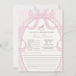 Pink Coquette Bow Rocking Horse Baby Advice Card Einladung